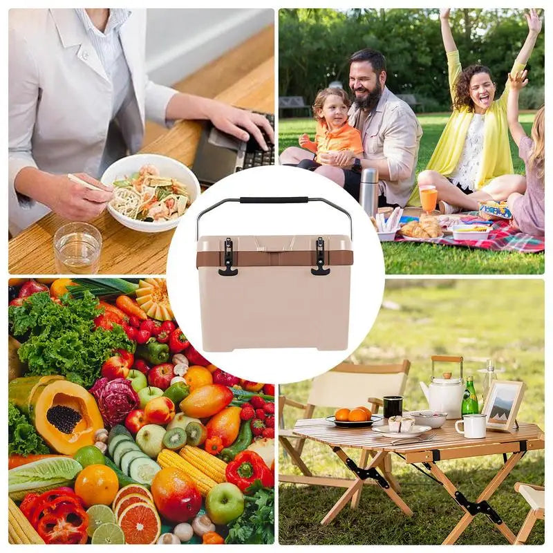 Insulated Freezer Box Outdoor Chest Cooler Ice Box 26L Impact-Resistant Travel Cooler Box For Camping Outdoor Self-Driving Trips