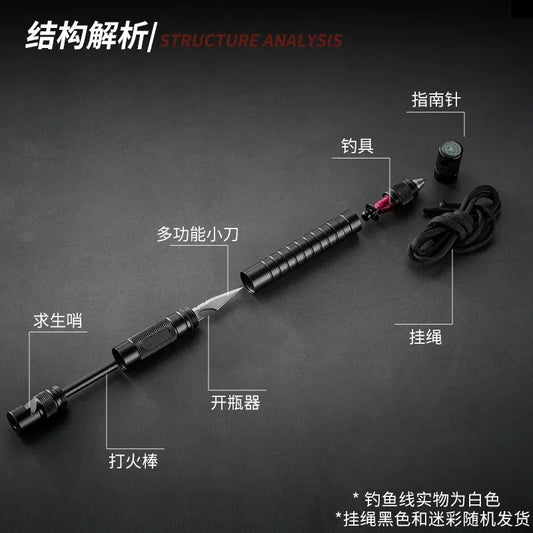 All in One Multitool Tactical Survival Gear with Lighter(No Fuel Include), Fishing Tool,Glass Breaker,Whistle Blade Camping Tool