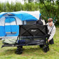 PORTAL Collapsible Double Decker Wagon, Folding Wagon Cart with Tailgate, Beach Wagon with Big Wheels, 450LB Heavy Duty Foldable