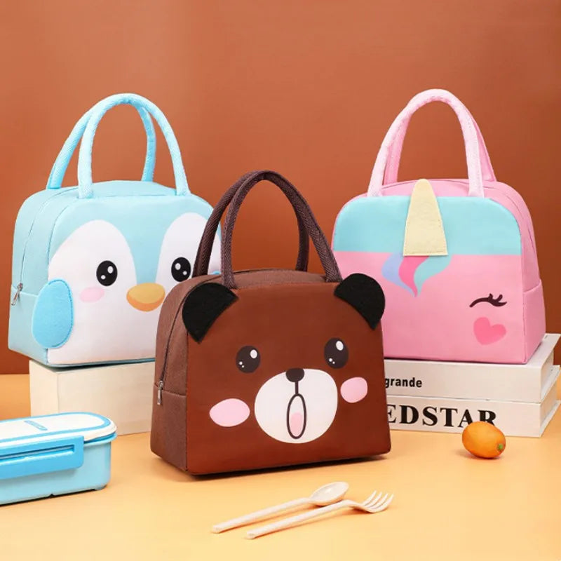 Cartoon Children's Lunch Bag Thermal Insulation Aluminum Film High Quality Waterproof Oxford Cloth Portable Lunch Bags Tote New