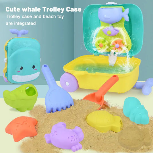 Children's summer beach toy set Whale luggage trolley case summer sand shovel outdoor water toy