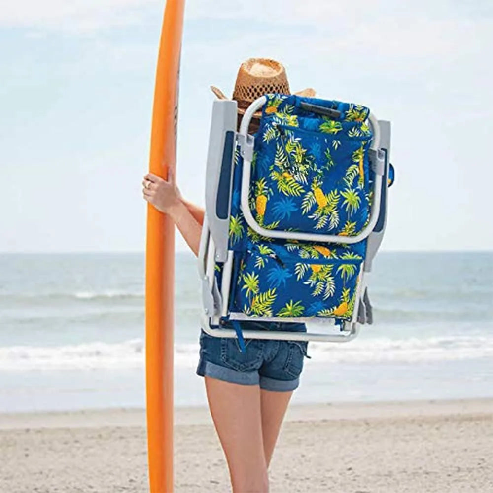 Beach Chair, Polyester, Yellow Pineapple,Adjustable,Durable,Lightweight Polyester 8 Pounds 24"D x 25"W x 30"H Beach Chairs