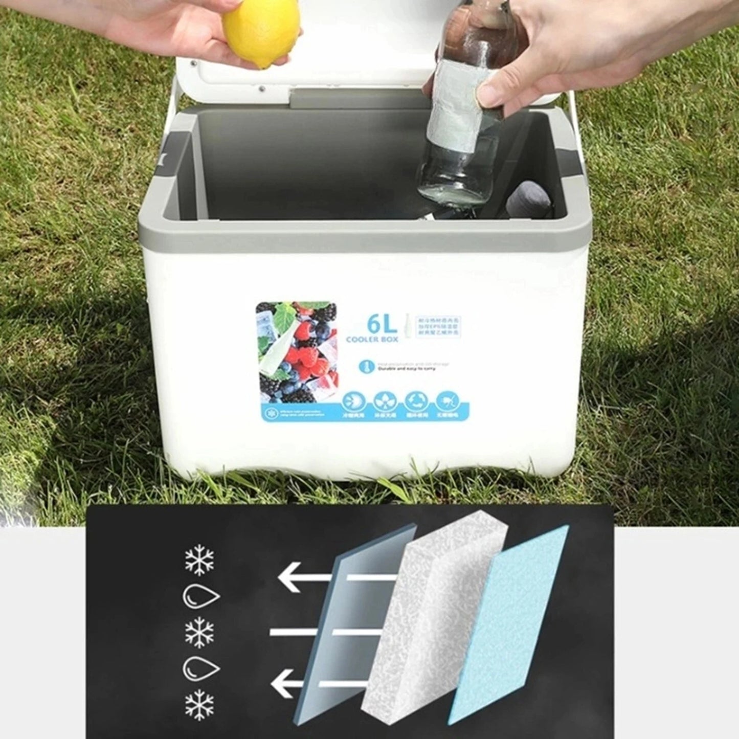 Cooler Box for Frozen/Hot Food Ice Chest Small Hard for Beach Party Barbecue