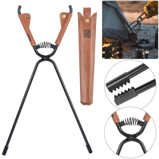 Portable Outdoor Charcoal Clamp Heavy-Duty Thickened BBQ Firewood Clip Anti-scald Durable Carbon Steel Carbon Clip Picnic
