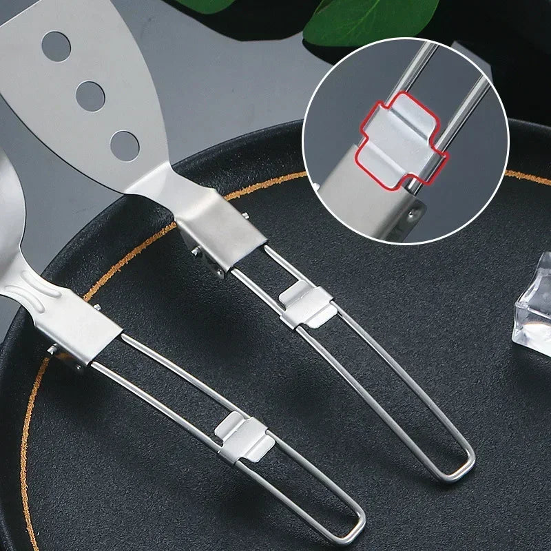 304 Stainless Steel Portable Kitchenware for Picnics Outdoor Camping Stir Frying Spatula Pot Folding Tableware Camping Outdoor