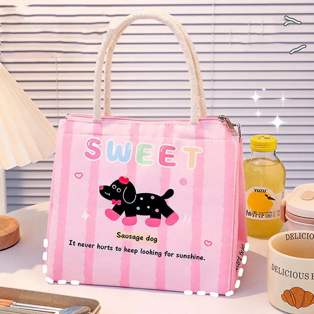 Cute Cartoon Insulated Picnic Lunch Bag Cooler Bag Bag Handbag Student Office Storage Camping Bento Outdoor Thermal W0M7