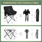 Camping Chairs Set for Adults, 2 Black Folding Moon Chair & 1 Lightweight Camp Table, with Side Pockets & Cup Holders