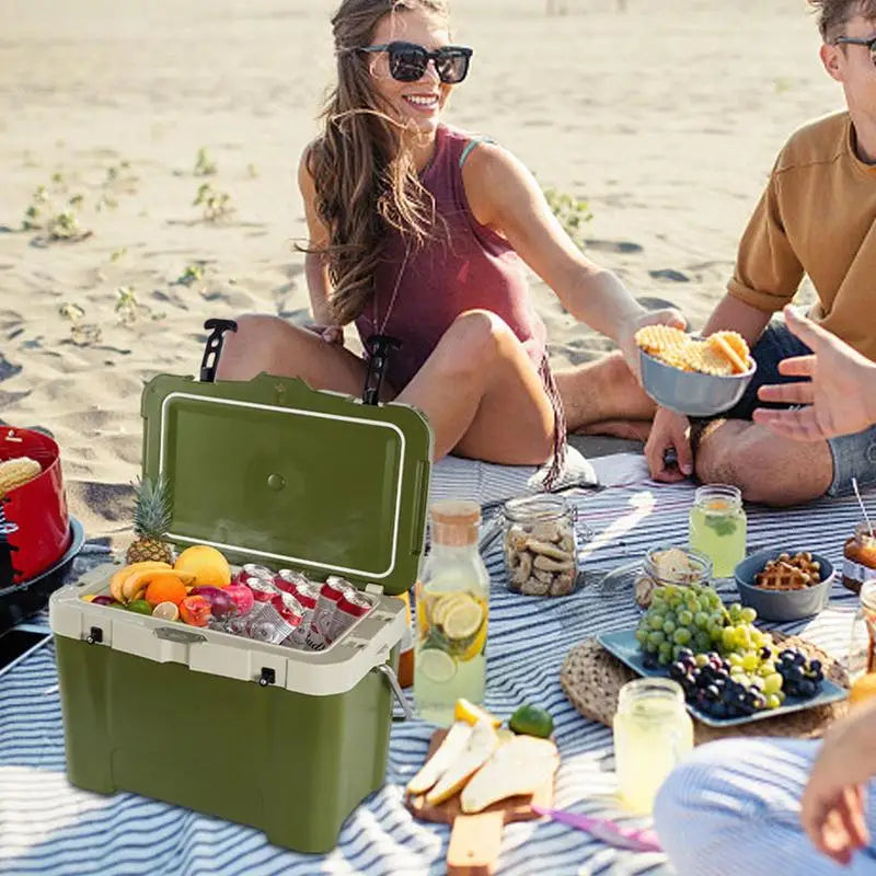 Insulated Cooler Box Outdoor Ice Chest For Camping 26L Impact-Resistant Travel Cooler Box For Camping Outdoor Self-Driving Trips
