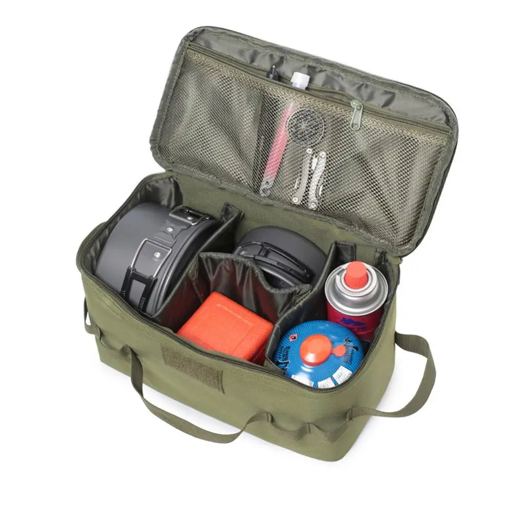Camp MOLLE Pouch Outdoor Camping Storage Bag Basket Gas Stove Canister Pot Carry Bag Sack Picnic Bag Cookware Utensils Organizer