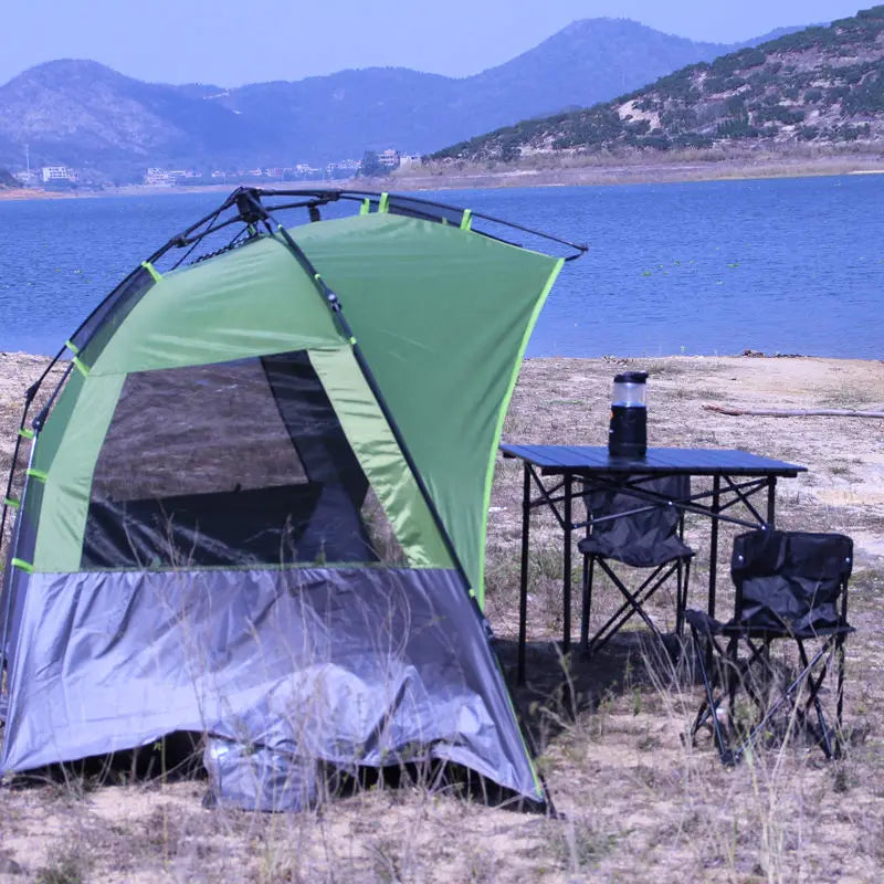 Outdoor 3-4 Person One-touch Camping Tent Quick Automatic Open Beach Tent Family Travel Picnic Park Sunshade Fishing Sunscreen