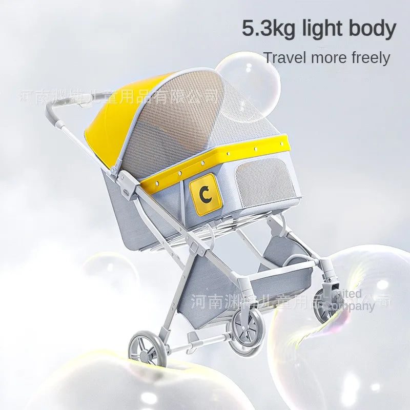 Portable Pet Trolley Foldable Dog Walking Small Dogs Cat Suitable for All Seasons Supplies Going Out Pet Cart Stroller