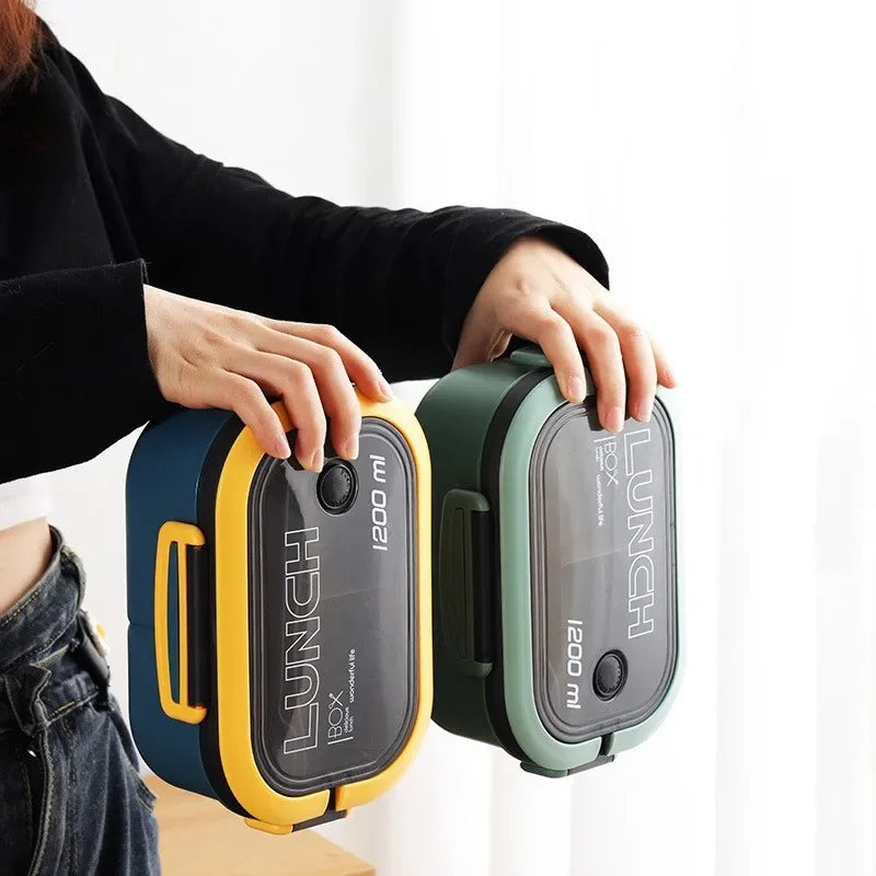 Single Double-layer Cute  Lunch Box Portable Compartment Fruit Food Box Microwave Lunch Box  Children Kid School Outdoor Camping