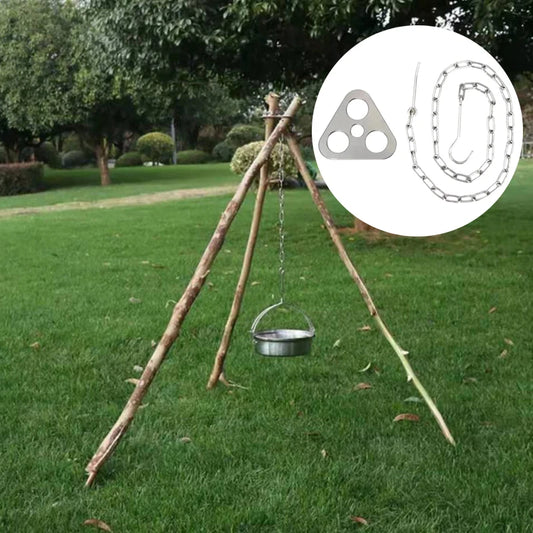 Camping Hanging Tripod With Bag Stainless Steel Pot Rack Multifunction Tripod Fire For Picnic BBQ Bonfire Party Outdoor Tool
