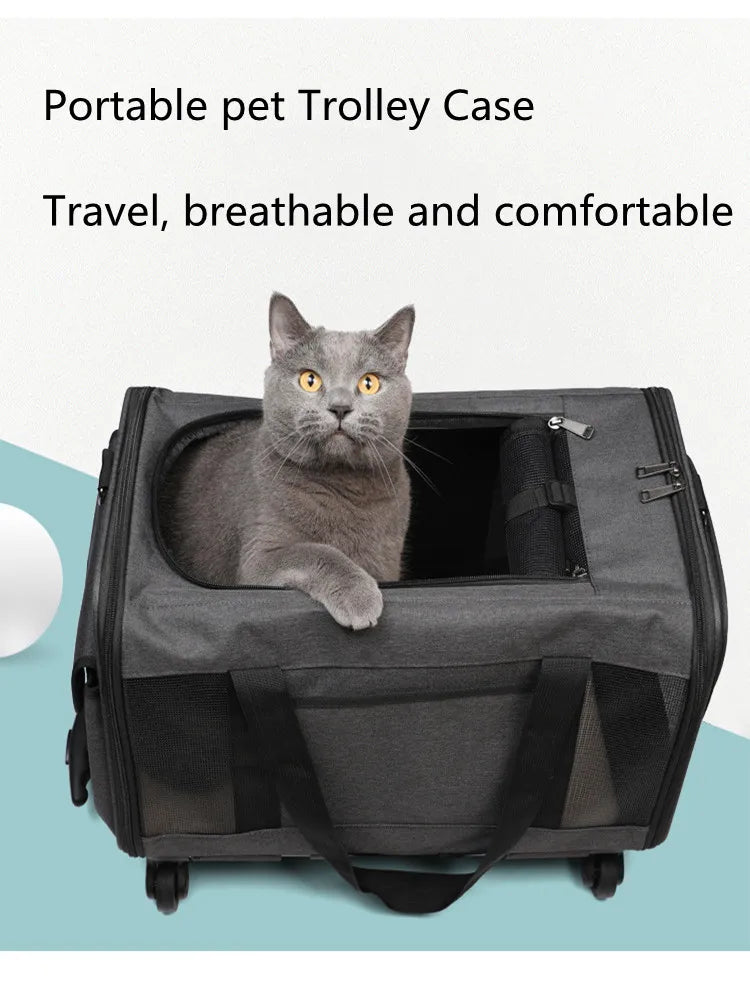 Cat Bag Outing Trolley Case Large Capacity Portable Suitcase for Two Cats Small and Medium-sized Dog Backpack Pet Stroller