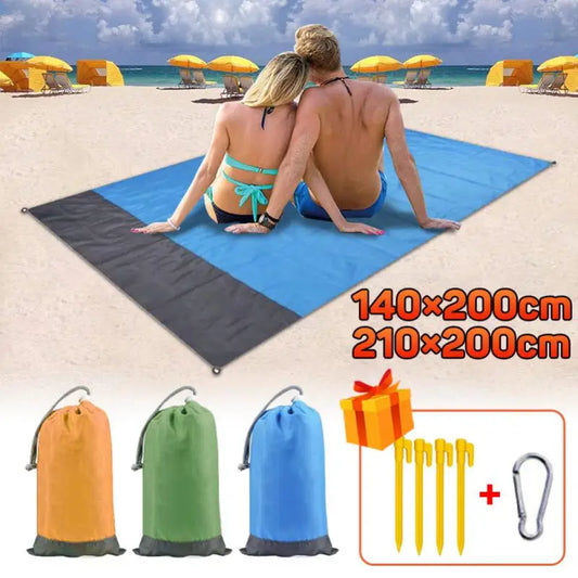 2x2.1m Waterproof Pocket Beach Blanket Folding Camping Mat Mattress Portable Lightweight Pads Outdoor Picnic Mat Sand Beach Mat