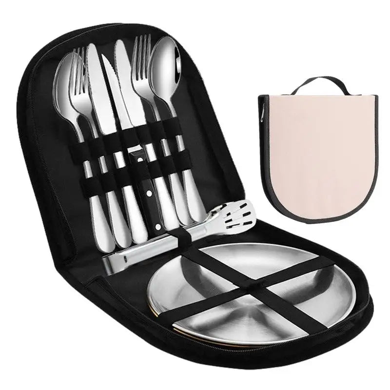 Camping Tableware Storage Bag Thickened Waterproof Oxford Cloth Picnic Folding Portable Storage Bag (excluding Tableware)