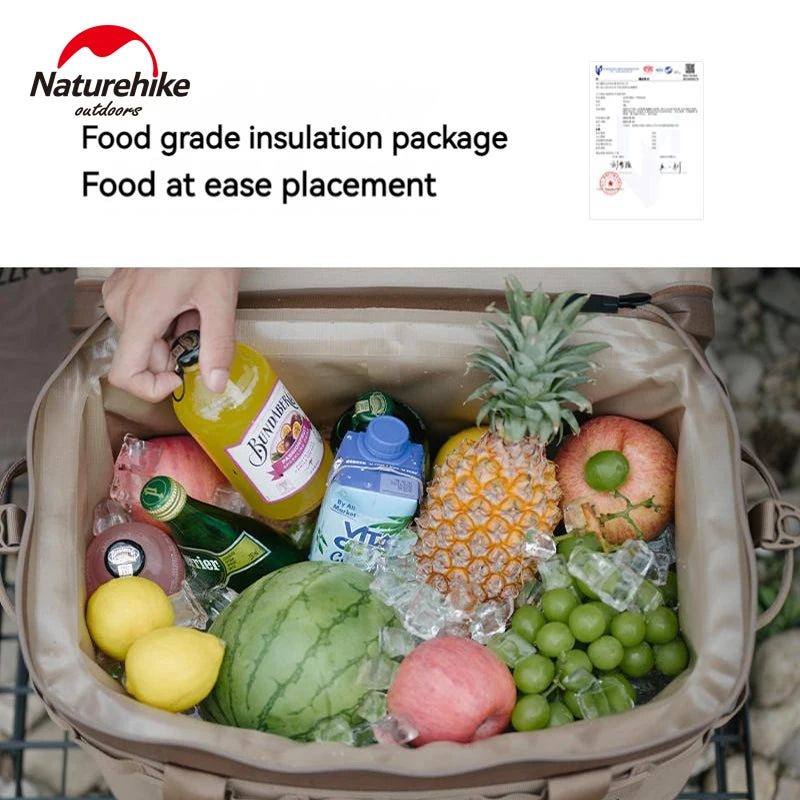 Naturehike Camping Cooler Box Thermal Food Drink Ice Chest Freezer Portable Picnic Refrigerator Car Beach Fishing Large Capacity