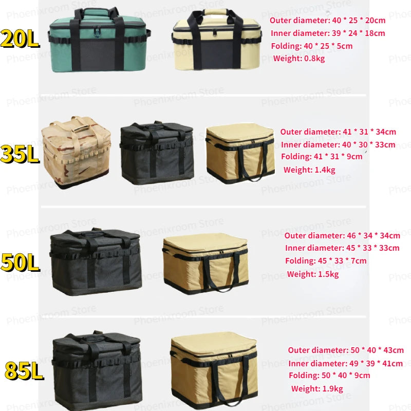 20L/35L/50L/85L Camping Storage Bag Outdoor Picnic Cookware Waterproof Bag Insulation Bag Camping Equipment