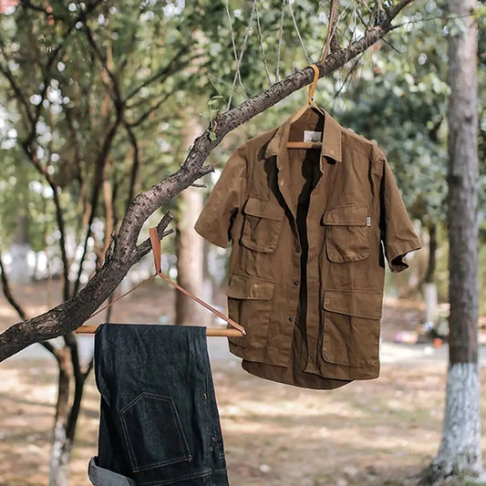 Wood Camping Accessories Picnic Outdoor Camping Clothes Hanging Stand Outdoor Hanging Rack Clothes Hanger Leather Hanging Rack