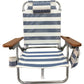 Outdoor Chair Textile Fabric Headrest Multi-position Wooden Arm Beach Chair (set of 2) Camping Relaxing Furniture