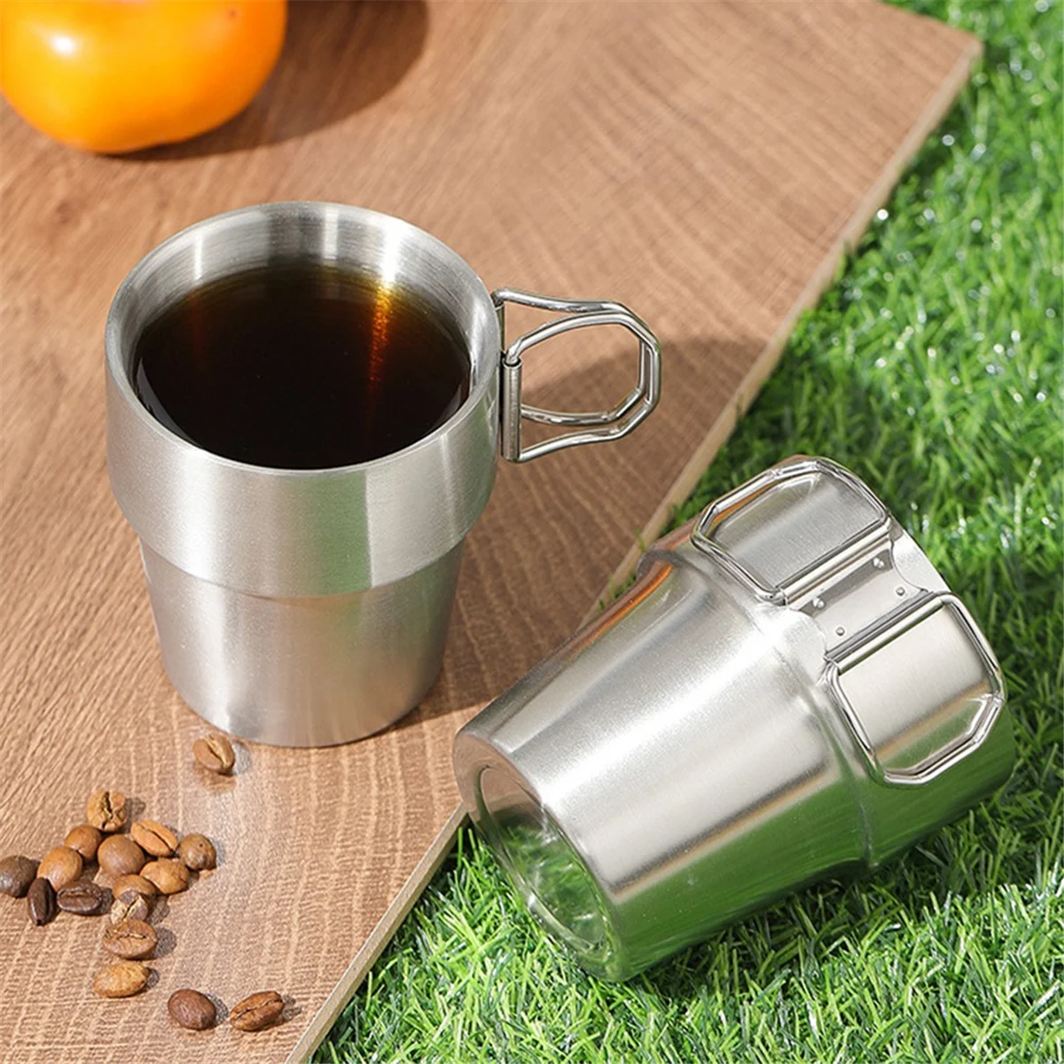 Stainless Steel Cup Stackable Coffee Cup Outdoor Drinkware Water Cup Beer Mug Camping Mug for Picnic Coffee Cup