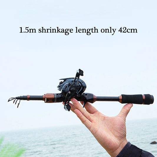 HLUR Carbon Fiber Spinning Rod Telescopic Fishing Rod 1.5/1.8/2.1M Casting Lure Feeder Rod Stick Super Hard Carp Fishing Pole