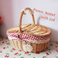Retro Wicker Outdoor Carry-on Handle Storage Baskets Picnic Basket with Lid