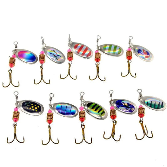 1pcs Spinner Lure Bass Fishing Bait Metal Spoon Lure Treble Hook Fishing Tackle Hard Lure CrankBaits