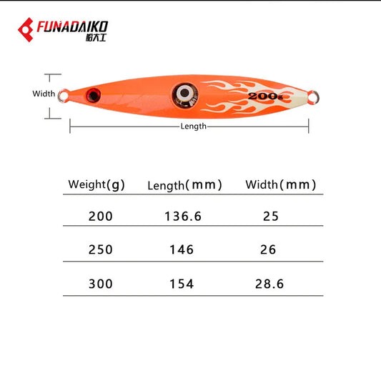 Funadaiko Slow jig 120g 150g 200g 250g 300g Glow With Led Light Lure Fishing Pesca Bait Metal Hard Boat Sea JIgging
