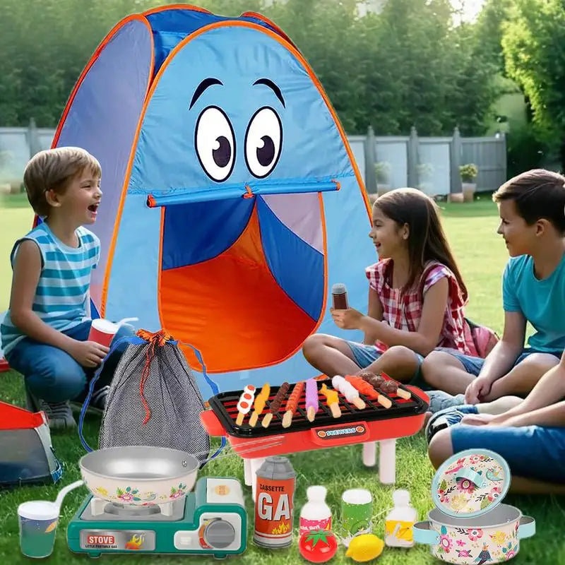 Camping Toy Toddler Tent Playset 40pcs Kids Camping Set With Tent Outdoor Food Toy Set For Toddler Pretend Play For Birthday
