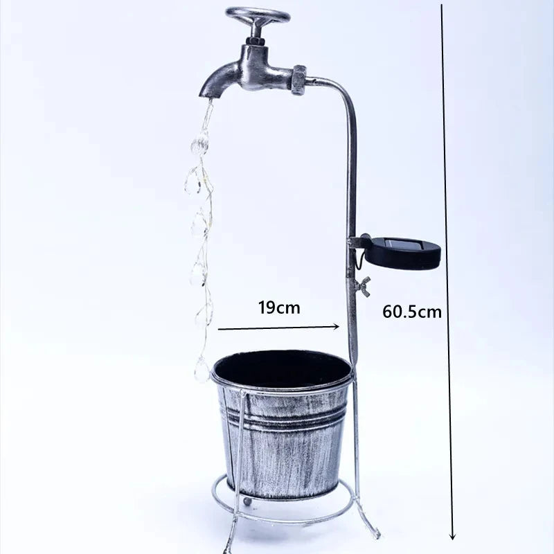 Solar Watering Tap Lights Led Iron Planter Lantern Waterproof Yard Outdoor Garden Decoration Outdoor Landscape Stopcock Lamp