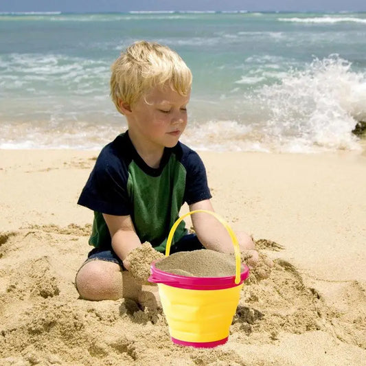 Foldable Beach Bucket Play Sand Bucket Toy For Children Bright Colors Outdoor Fun Toy For Garden Swimming Pool Lake And Backyard