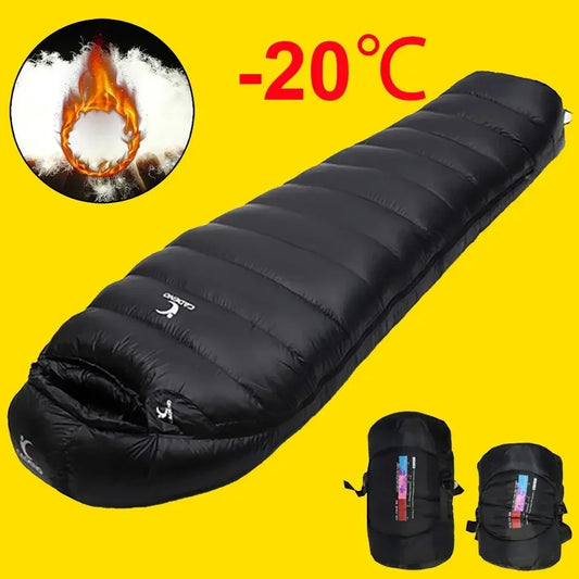 Winter Sleeping Bag Down Outdoor Camping Portable Comforter Compression Thermal Goose Down for Trekking Military Light Heated