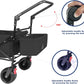 Collapsible Wagon Heavy Duty Folding Wagon Cart with Removable Canopy, 4" Wide Large All Terrain Wheels, Brake, Adjustable