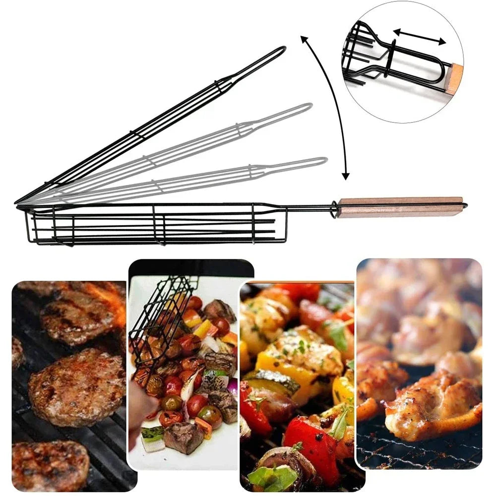 Stainless Steel BBQ Non Stick Grilling Basket Grill Mesh Mat Meat Vegetable Steak Picnic Party Barbecue Tool Heat Resistant
