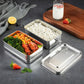 2-Layer 304 Stainless Steel Lunch Box Double Button Sealed Bento Box Student Portable Lunch Box Outdoor Storage Snack Picnic Box