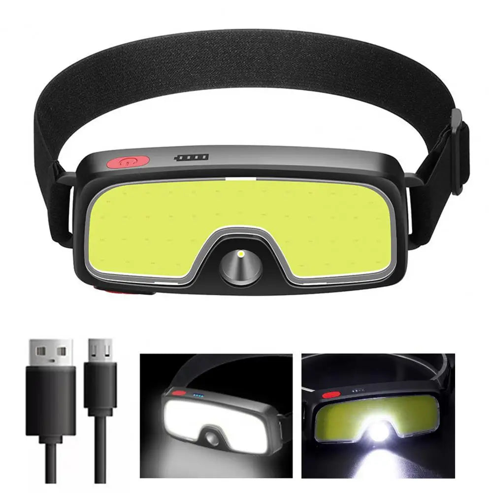 Outdoor Headlamp Large Floodlight High Brightness Three Gears Light USB Charging Head-Mounted Flashlight LED Lamp for Camping