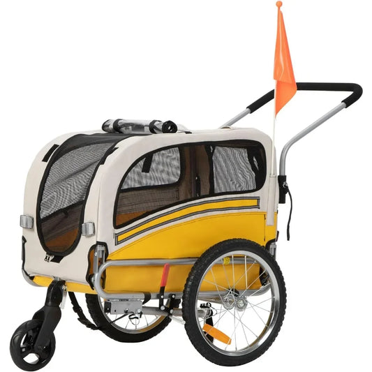 Leonpets 2 in 1 Dog Stroller Pet Dog Bike Trailer Bicycle Trailer and Jogger,ransparent windows,comfortable seat cushion