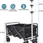 Collapsible Wagon with Large Capacity, Utility Wagons Carts Heavy Duty Foldable, Portable Folding Wagon with Two Drink Holders