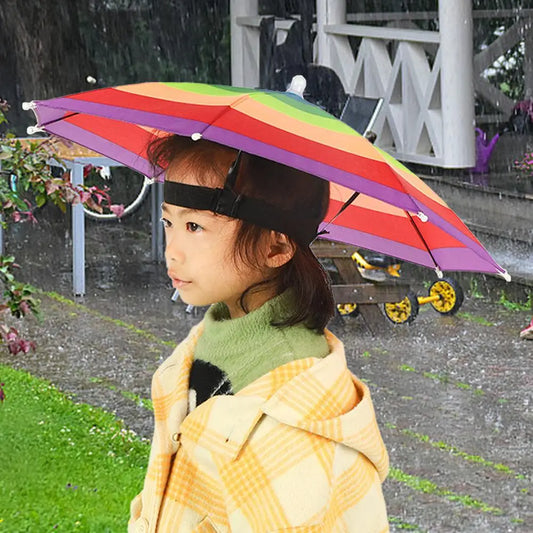 Children Rain Umbrella Hat Portable Foldable Outdoor Fishing Cap Wear Kids Camping Beach Waterproof Hats Shade X8y1