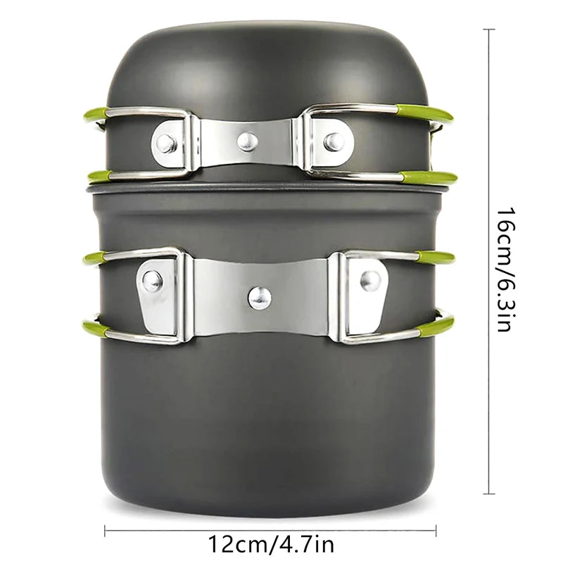 Camping Picnic Barbecue Pot With Single Picnic Portable Folding Pot Outdoor Pot Set 1 Person Cooking Tableware Picnic Pot Pans