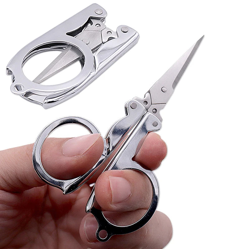 ALASICKA Stainless Steel Multipurpose Portable Fishing Folding Scissors Mini Folding Scissors Cut Fishing Line Travel Scissors
