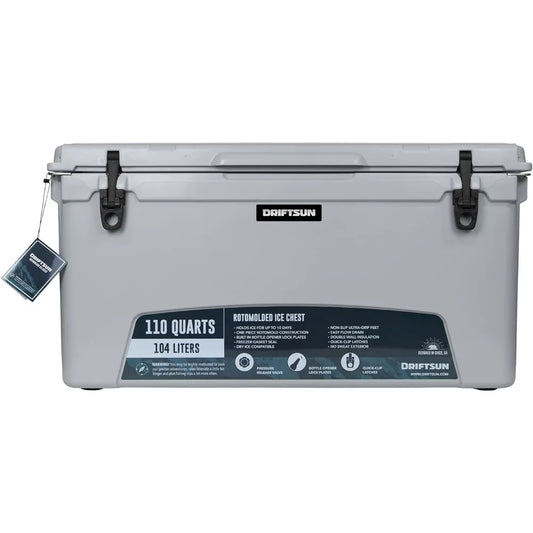 110-Quart Ice Chest, Heavy Duty, High Performance Roto-Molded Commercial Grade Insulated Cooler, White Freight free