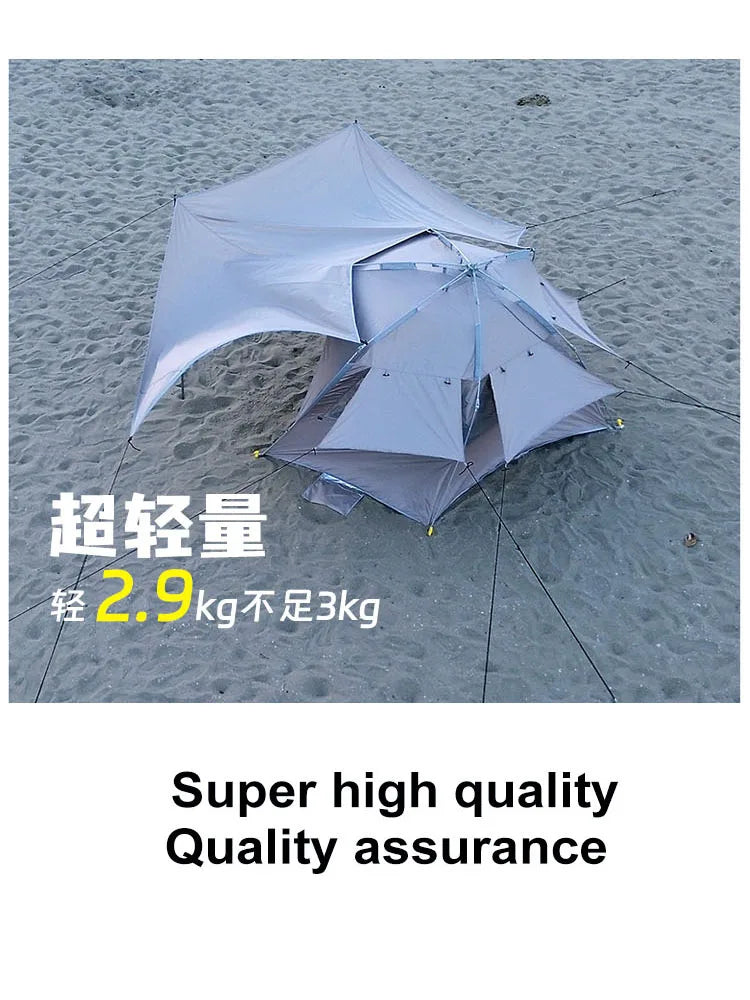 Outdoor 3-4 Person One-touch Camping Tent Quick Automatic Open Beach Tent Family Travel Picnic Park Sunshade Fishing Sunscreen