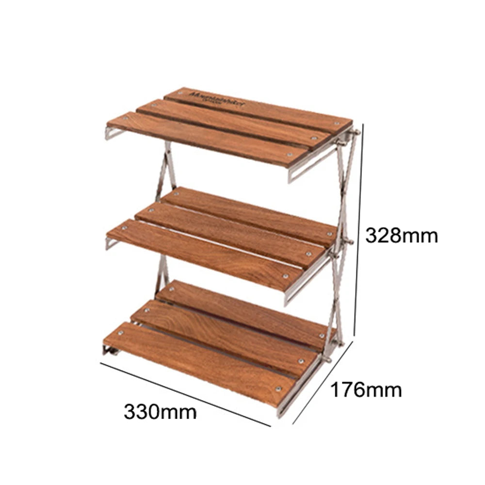 MOUNTAINHIKER Outdoor Camping Rack Portable Three-tier Rack Easy To Carry Foldable Picnic Camping Barbecue Folding Table
