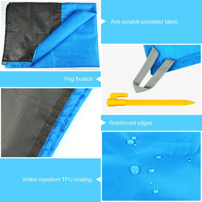 Outdoor Pocket Camping Mat Waterproof Pocket Beach Blanket Portable Lightweight Picnic Mats Folding Sand Beach Mat Seat Pad