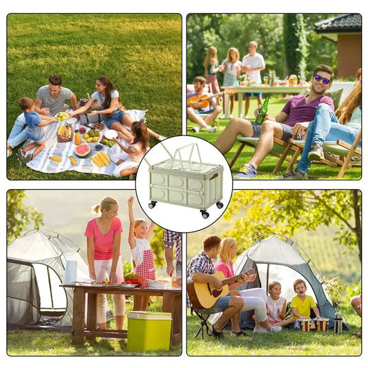 Camping Storage Box Outdoor Bench And Chopping Board Portable Trunk Organizer Folding Home Multifunctional Camping Picnic Box
