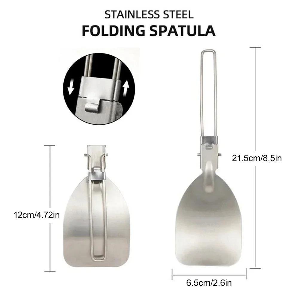 Folding Spatula Food Fold Spoon Frying Shovel Stainless Steel Outdoor Camping Gear Kitchen Cooking Accessories Picnic Equipment