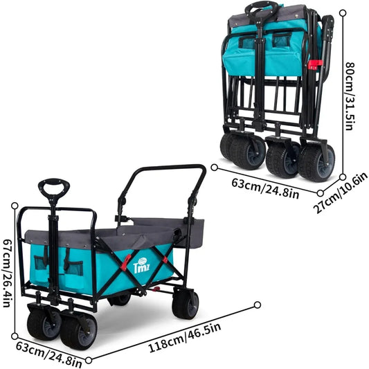 Camping Collapsible Garden Cart for Shopping Heavy Duty Beach Wagon All Terrain Utility Folding Wagon Trolley Hand Carts