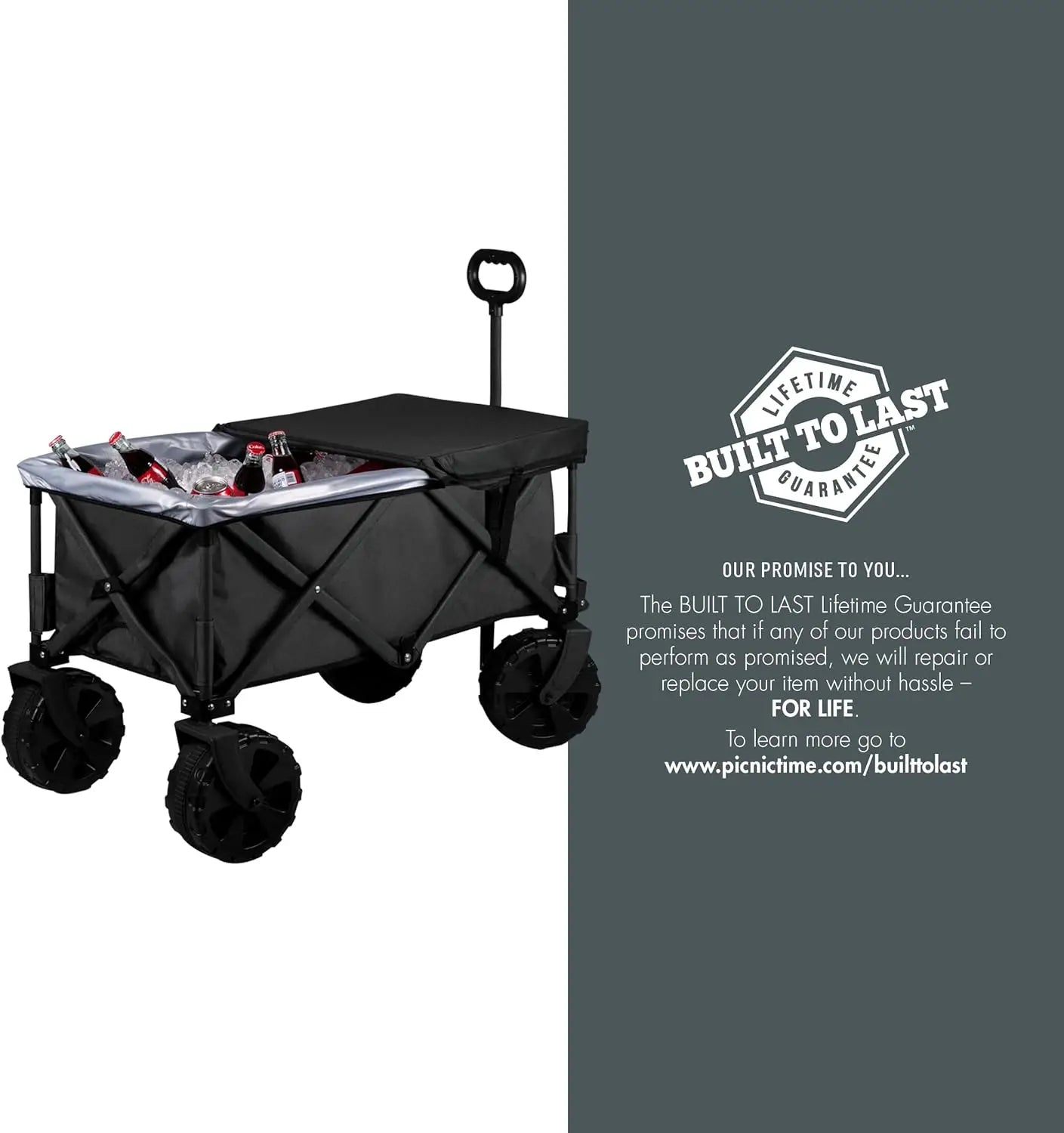 PICNIC TIME NFL Washington Commanders Adventure Wagon Elite All-Terrain Folding Beach Wagon with Big Wheels Plus Table Top Lid &